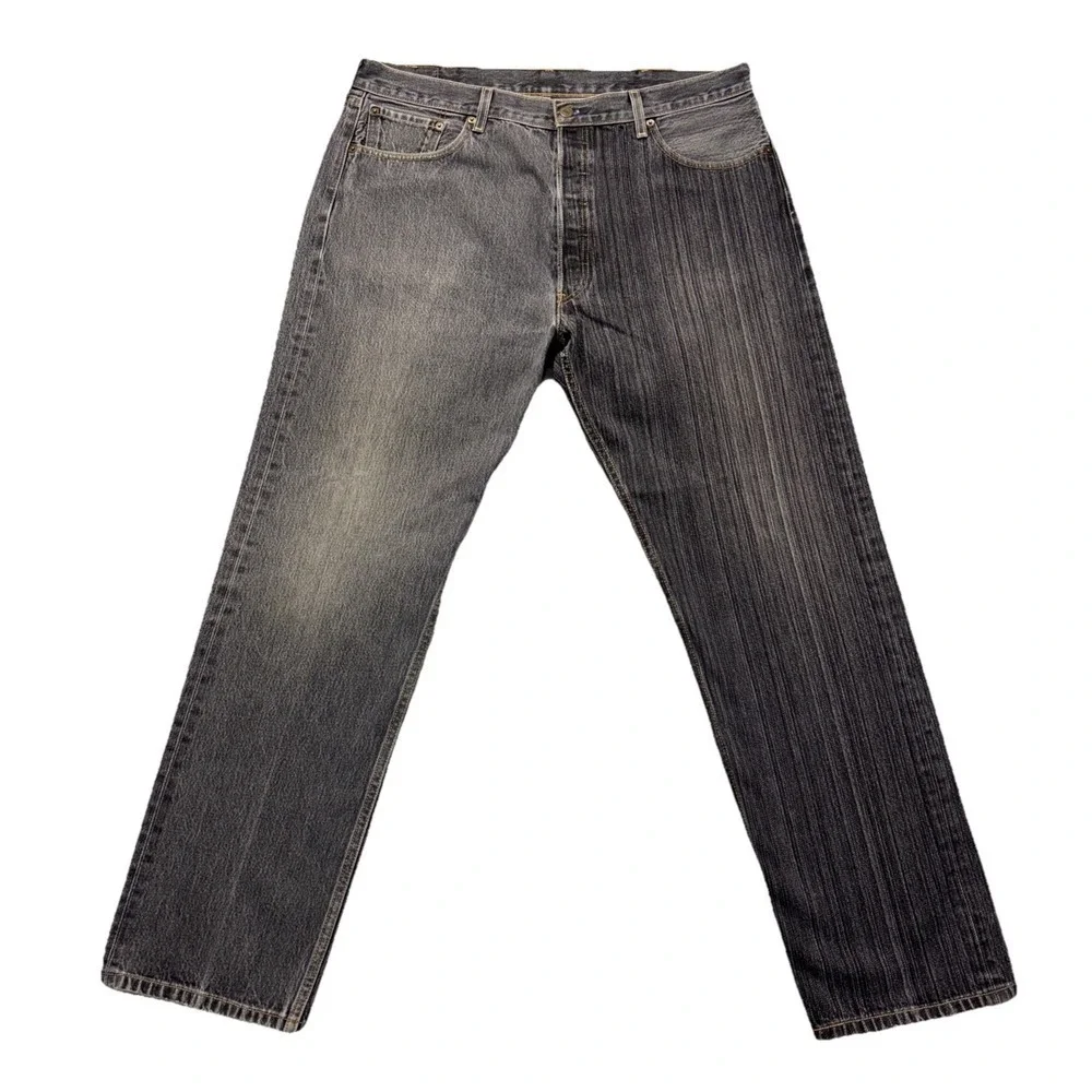 VTG Levi's 501 jeans‎ mens 38x32 2 tone black/gray button fly Straight Baggy